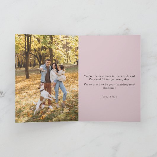 's Werelds Beste Mam Roze Bloemenballon Moederdag Kaart (Binnen)