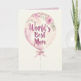 's Werelds Beste Mam Roze Bloemenballon Moederdag Kaart