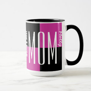 's Werelds beste Mam Trendy Empire Text PINK BLACK Mok