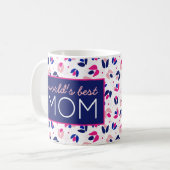 's Werelds beste mama gooit roze blauwe cadeau voo Koffiemok (Voorkant links)
