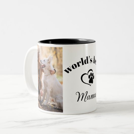 's Werelds Beste Mama Modern Stijlvol Font Custom  Tweekleurige Koffiemok (Voorkant links)