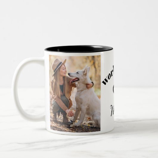 's Werelds Beste Mama Modern Stijlvol Font Custom  Tweekleurige Koffiemok (Links)