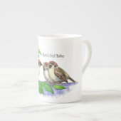 's Werelds beste mama, Moederdag Sparrow Familie Porselein Kop (Voorkant rechts)