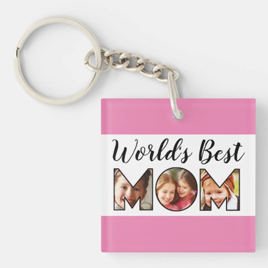 'S Werelds Beste Mama Quote 6 Photo Collage Keycha Sleutelhanger (voorkant)