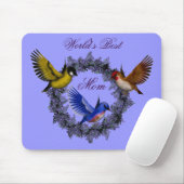 'S Werelds Beste Mama Vogels Bloemenkrans Mousepad Muismat (Met muis)