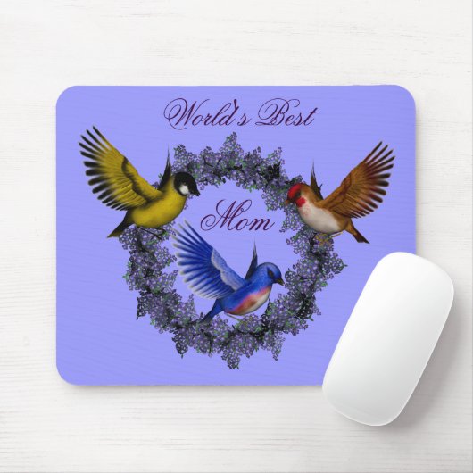 'S Werelds Beste Mama Vogels Bloemenkrans Mousepad Muismat (Met muis)