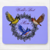 'S Werelds Beste Mama Vogels Bloemenkrans Mousepad Muismat (Voorkant)