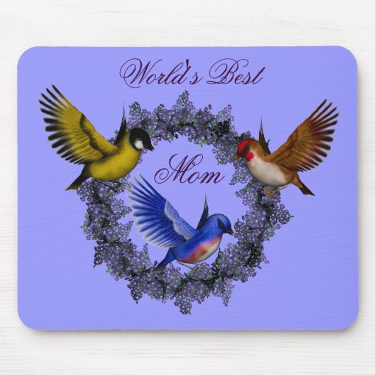 'S Werelds Beste Mama Vogels Bloemenkrans Mousepad Muismat (Voorkant)