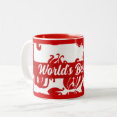 's Werelds beste mammakreel- en witte Damask Tweekleurige Koffiemok (Voorkant links)