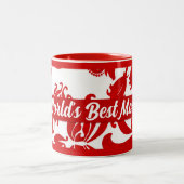 's Werelds beste mammakreel- en witte Damask Tweekleurige Koffiemok (Center)