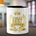 's Werelds beste man 5 gouden ster Tweekleurige Koffiemok<br><div class="desc">Personaliseer de beste man ter wereld om een unieke gave te creëer. Een perfecte manier om hem te shows hoe geweldig hij elke dag is. Ontworpen door: Thisnotme©</div>
