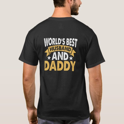 's Werelds beste man en papa wit geel T-shirt (Achterkant)
