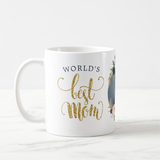 's Werelds beste marineroze Florale botanische fot Koffiemok (Links)