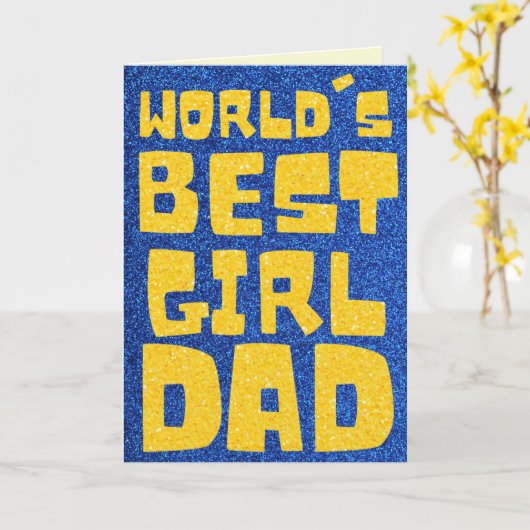 's Werelds beste meisje pap Vaderdag Glitter Kaart (Gele Bloem)