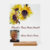 'S Werelds Beste Moeder Award Zonnebloemen Acryl Bord (Voorkant)