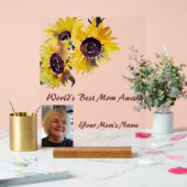 'S Werelds Beste Moeder Award Zonnebloemen Acryl Bord (Huwelijk)