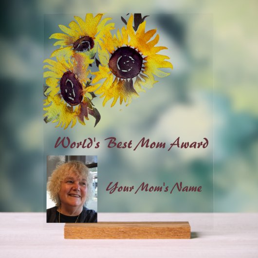 'S Werelds Beste Moeder Award Zonnebloemen Acryl Bord (Neutraal)