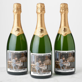 's Werelds beste moeder die ooit blij was met moed Sparkling Wijnetiket