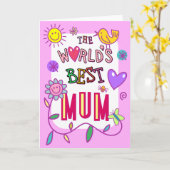's Werelds beste moeder leuke doodle typografie ka Kaart (Gele Bloem)