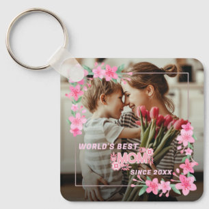 'S WERELDS BESTE MOEDER OOIT Foto Bloemen Aangepas Sleutelhanger