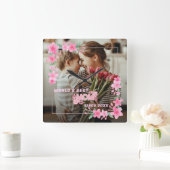 'S WERELDS BESTE MOEDER OOIT Foto Bloemen Aangepas Vierkante Klok (Huis)
