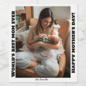 's Werelds beste moeder ooit gelukkig moederdag Wijn Etiket (Enkel label)