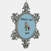 's Werelds Beste Moeder Pewter Sneeuwvlok Ornament (Links)