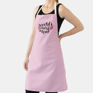 's Werelds beste moeder, roze bloemen, lichtroze Schort