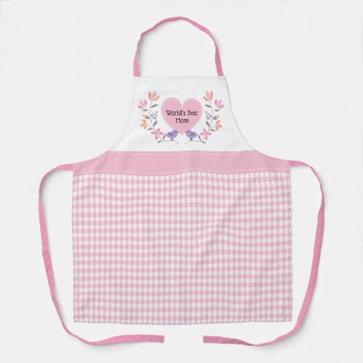 's Werelds beste moeder roze bloemen Moederdag Schort (Voorkant)