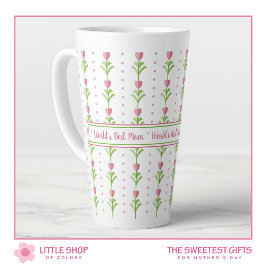 'S Werelds Beste Moeder Roze Bloemen Stripe Moeder Latte Mok
