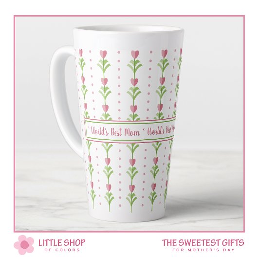 'S Werelds Beste Moeder Roze Bloemen Stripe Moeder Latte Mok