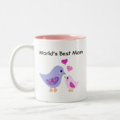 's Werelds beste moeder schattige vogel- en kuiken Tweekleurige Koffiemok (Links)