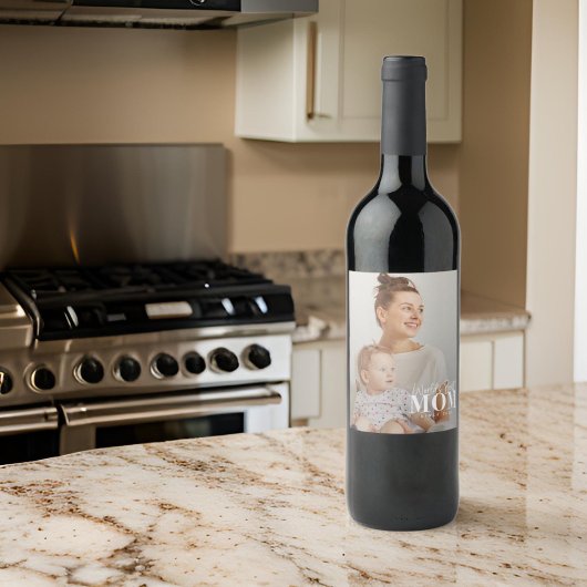 's Werelds beste moeder sinds 20XX moderne foto Wijn Etiket