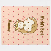 's Werelds beste Moederdag Kawaii-Cartoon Fleece Deken (Voorkant (Horizontaal))