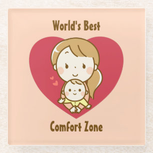 's Werelds beste Moederdag Kawaii-Cartoon Glazen Onderzetter