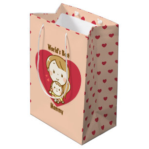 's Werelds beste Moederdag Kawaii-Cartoon Medium Cadeauzakje