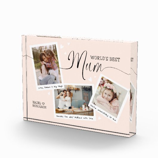 's Werelds Beste Mum Script Snapshot Moederdag Roz Fotoblokken (Rechts)