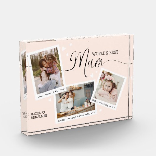 's Werelds Beste Mum Script Snapshot Moederdag Roz Fotoblokken (Links)