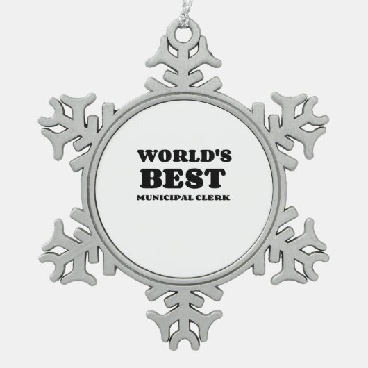 'S WERELDS BESTE MUNICIPALE CLERK TIN SNEEUWVLOK ORNAMENT (Voorkant)