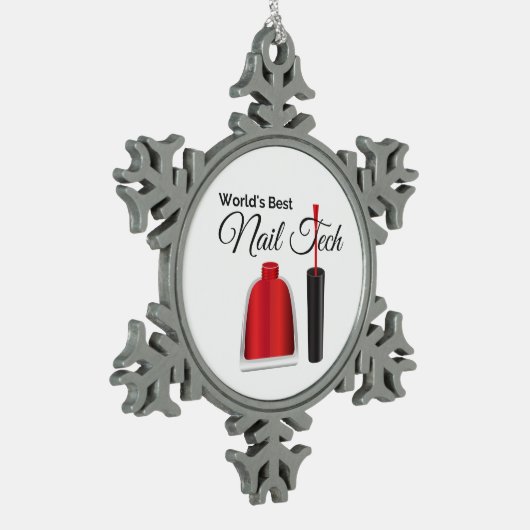 's Werelds beste nageltechnicus Tin Sneeuwvlok Ornament (Links)