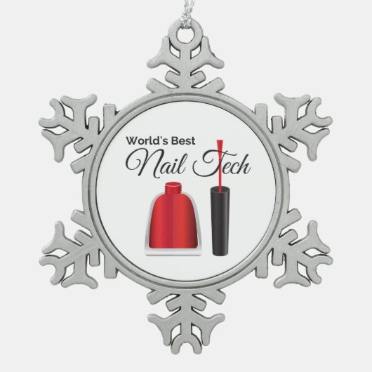 's Werelds beste nageltechnicus Tin Sneeuwvlok Ornament (Voorkant)