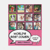 's Werelds beste neef fotocollage Comic Pink Fun Fleece Deken (Voorkant)