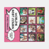 's Werelds beste neef fotocollage Comic Pink Fun Fleece Deken (Voorkant (Horizontaal))