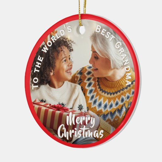 'S Werelds Beste Oma Custom Photo Kerstmis Keramisch Ornament (Links)