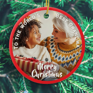 'S Werelds Beste Oma Custom Photo Kerstmis Keramisch Ornament