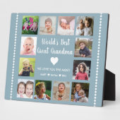 'S Werelds Beste Oma Grootkinderen 12 Foto Blauw Fotoplaat (Zijkant)