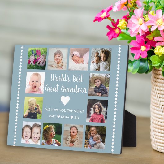 'S Werelds Beste Oma Grootkinderen 12 Foto Blauw Fotoplaat
