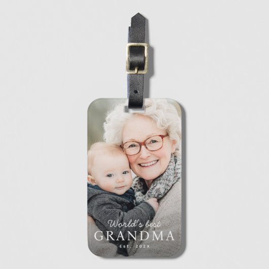 'S Werelds beste oma grootmoeder beste jaarfoto Bagagelabel (Voorkant (verticaal))