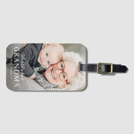 'S Werelds beste oma grootmoeder beste jaarfoto Bagagelabel (Voorkant (horizontaal))