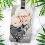 'S Werelds beste oma grootmoeder beste jaarfoto Bagagelabel<br><div class="desc">Bagagelabel met uw aangepaste foto en de tekst "World's best grandma" met aangepaste jaar of andere tekst hieronder.</div>